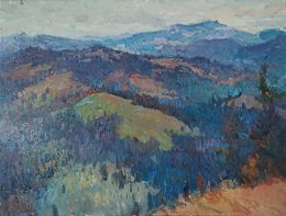 Peinture, Christmas trees. Transcarpathia, Oleksandr Khrapachov