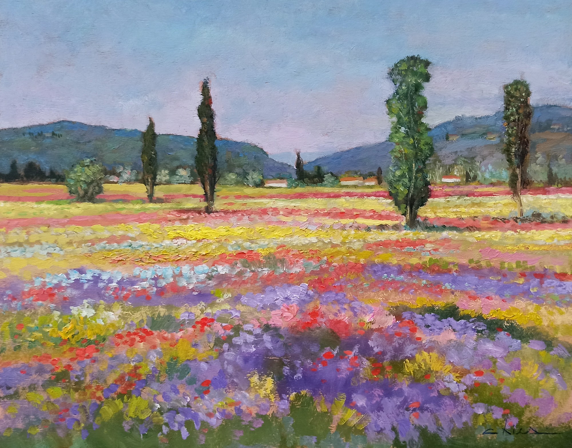 Biagio Chiesi, Flowery countryside - Tuscany painting landscape Biagio Chiesi, Flowery countryside - Tuscany painting landscape