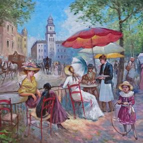 Gemälde, Afternoon in the city - France Paris painting, Domenico Ronca