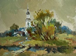 Gemälde, At the village church, Suprunchuk Yuriy
