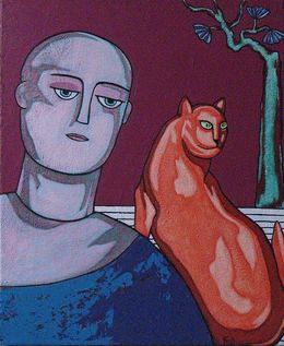 Gemälde, L'étrange chat orange, Marie Fang