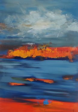 Gemälde, Abstrait orange, Marie Line Robert