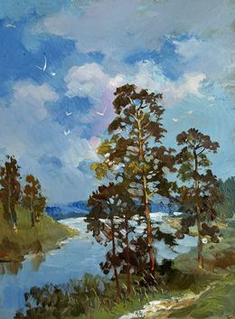Gemälde, Warm summer day by the river, Suprunchuk Yuriy
