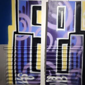 Painting, Les Bleus de St Laz bottom violet See T2B - S, See