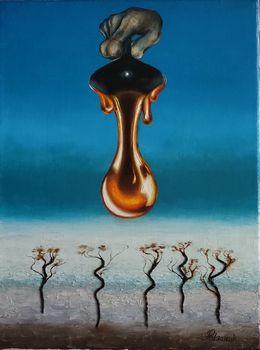 Painting, Something transforming into the moon or the moon transforming into something, Valerii