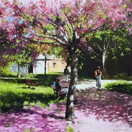 Painting, Le banc en mai, Jean-Yves Fremaux