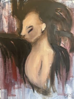 Painting, La muse de plumes, Laurent Anastay-Ponsolle