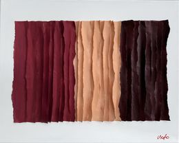Gemälde, Mixed Media Minimalist Warm Burgundy & Blush Abstract Tactile, Victo