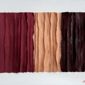 Gemälde, Mixed Media Minimalist Warm Burgundy & Blush Abstract Tactile, Victo