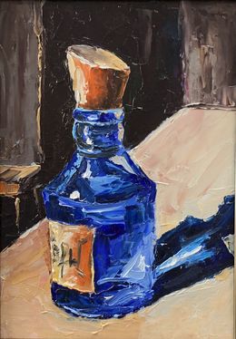 Gemälde, Blue vintage bottle, Schagen Vita