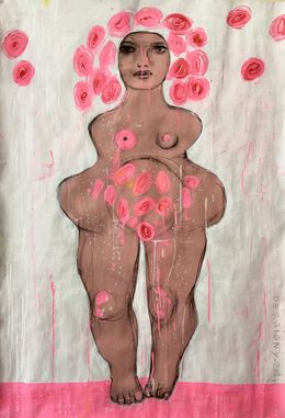 Gemälde, Vénus fleurs roses 1, Brigitte Derbigny