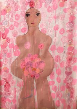 Gemälde, Vénus fleurs roses 2, Brigitte Derbigny