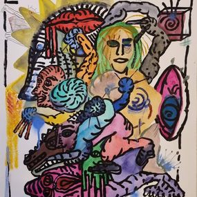 Painting, Combat de boxe pour une femme, Nitram
