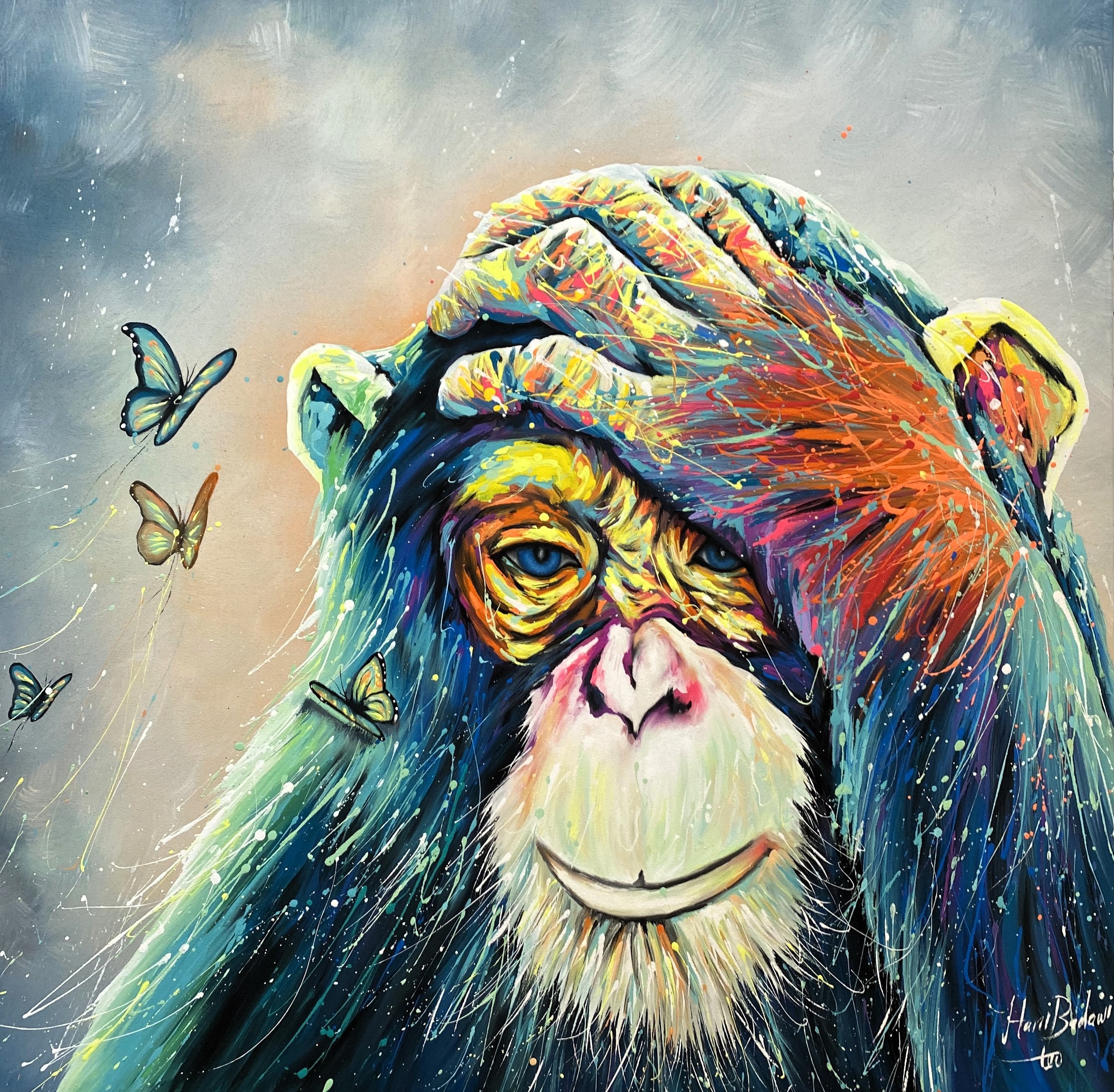 Hani Badawi Leo, Monkey with Butterfly Hani Badawi Leo, Monkey with Butterfly