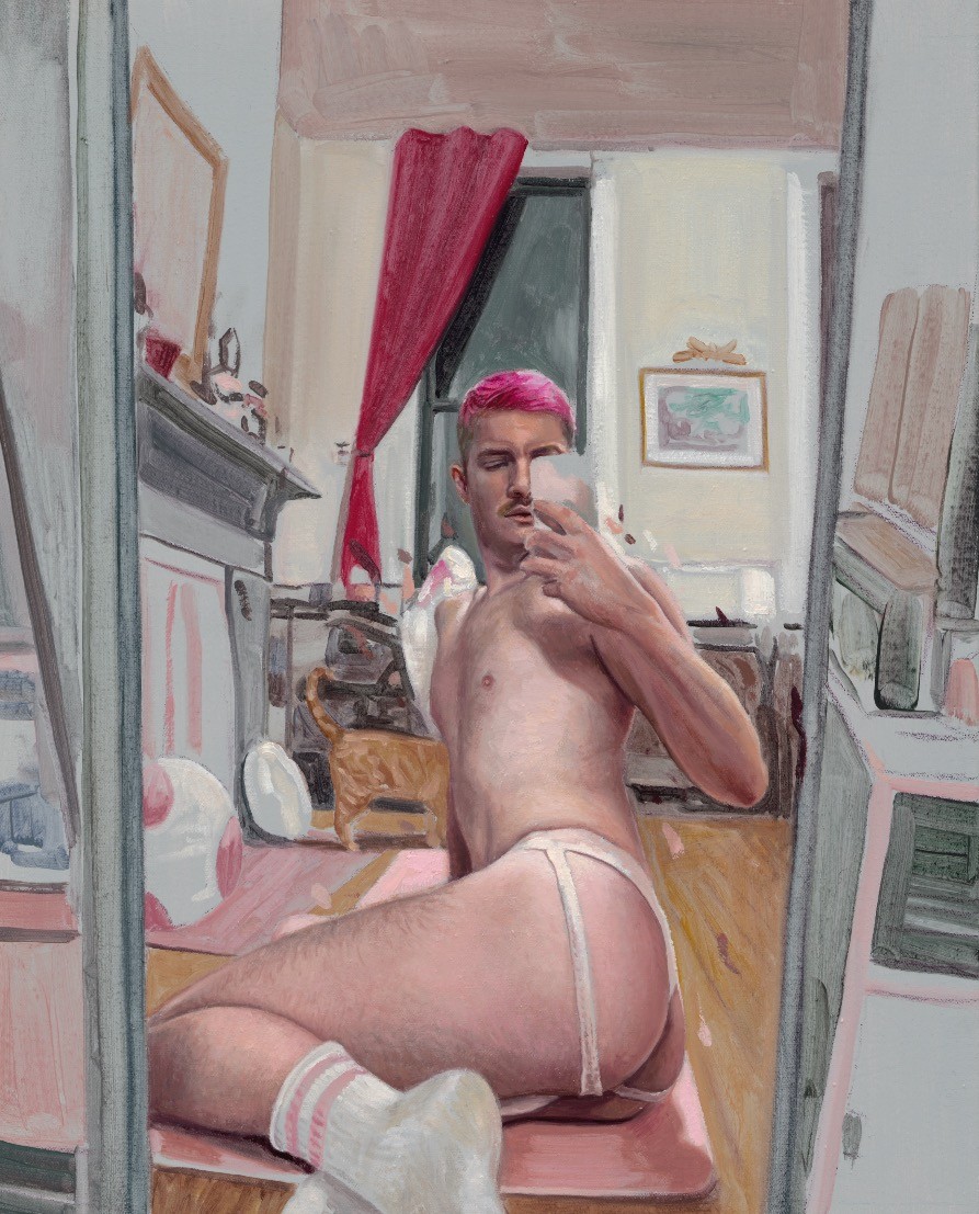 Ian Stone, Pink hair and pussycat selfie Ian Stone, Pink hair and pussycat selfie