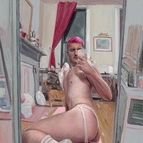 Gemälde, Pink hair and pussycat selfie, Ian Stone