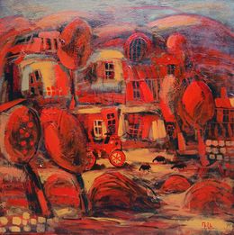 Painting, Crimson Village, Davit Arstamyan