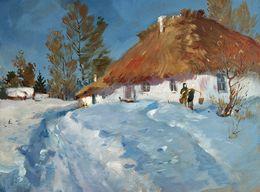 Gemälde, Snowy village yard, Suprunchuk Yuriy