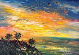 Gemälde, Romantic Evening Landscape S 1, Peter Nottrott