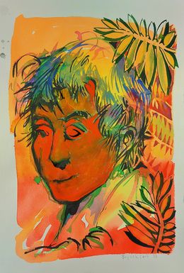 Zeichnungen, Oeil clos orange face, Baptiste Laurent