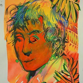 Zeichnungen, Oeil clos orange face, Baptiste Laurent