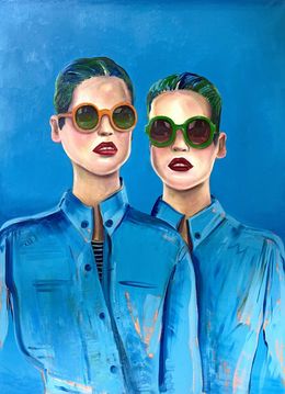 Gemälde, Figures in Glasses, Noah Becker