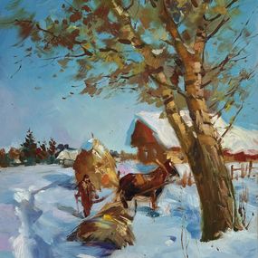 Pintura, Loading hay in winter, Suprunchuk Yuriy