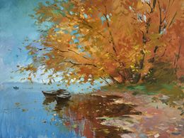 Gemälde, The whisper of autumn leaves over the river, Suprunchuk Yuriy