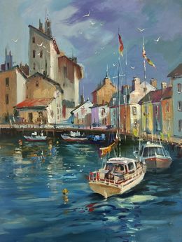 Gemälde, Yachts on the water streets of Venice, Suprunchuk Yuriy