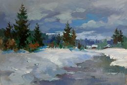 Gemälde, River under a blanket of snow, Suprunchuk Yuriy