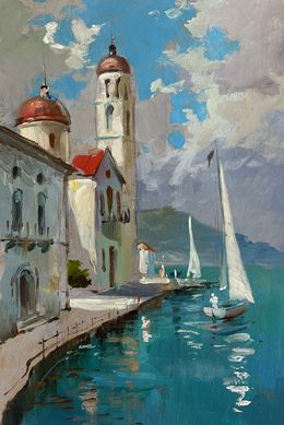 Peinture, City on the water and white sails, Suprunchuk Yuriy