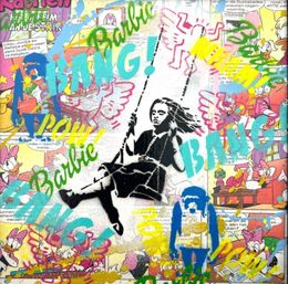 Painting, Banksy Serie: Girl On a Swing x Comics x Street, Koen Betjes