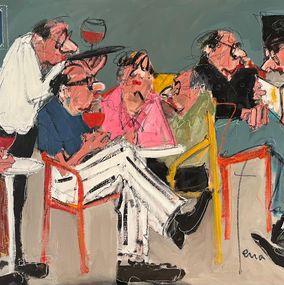 Gemälde, Le café de la place, Béatrice Terra