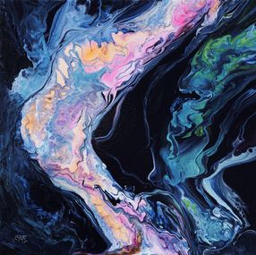 Gemälde, Aurore boréale 2 - Série Abstraction colorée, Véronique Saudez