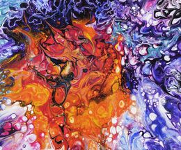Gemälde, Nébuleuse cosmique - Série Abstraction colorée, Véronique Saudez