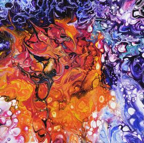 Gemälde, Nébuleuse cosmique - Série Abstraction colorée, Véronique Saudez