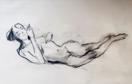 Fine Art Drawings, With my dog (2), Valeria Popova