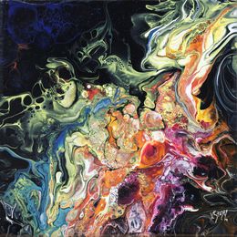 Peinture, Nébuleuse - Série Abstraction colorée, Véronique Saudez