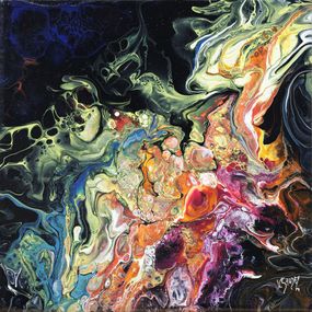 Gemälde, Nébuleuse - Série Abstraction colorée, Véronique Saudez
