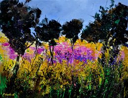 Painting, Purple flowers 5425, Pol Ledent