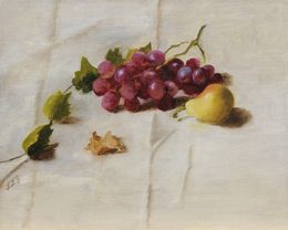 Gemälde, Poire et Raisin Rose - Nature morte, Nicole Le Gall