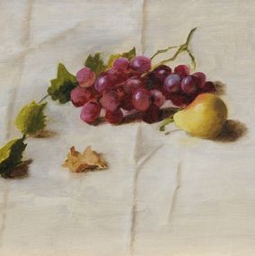 Gemälde, Poire et Raisin Rose - Nature morte, Nicole Le Gall