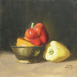 Gemälde, Trois Poivrons - Nature morte, Nicole Le Gall