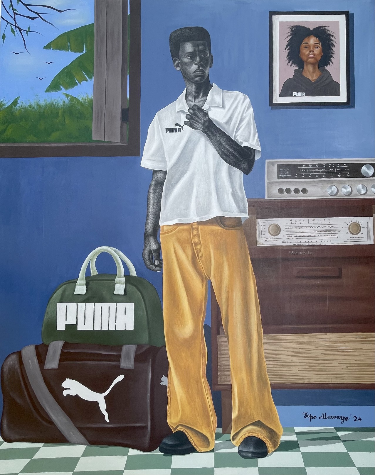Alawaye Tope, La Voyageur (Traveler 1) - 21st Century, Contemporary, Figurative, Modern, Men Alawaye Tope, La Voyageur (Traveler 1) - 21st Century, Contemporary, Figurative, Modern, Men