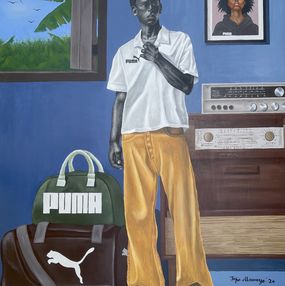 Gemälde, La Voyageur (Traveler 1) - 21st Century, Contemporary, Figurative, Modern, Men, Alawaye Tope