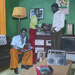 Gemälde, Union of Black Brothers - 21st Century, Contemporary, Figurative Modern, Love Men, Alawaye Tope