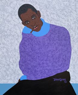 Gemälde, Silence of Attention - 21st Century, Contemporary, Figurative Portrait, Love, Men, Joshua Salami