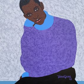 Painting, Silence of Attention - 21st Century, Contemporary, Figurative Portrait, Love, Men, Joshua Salami