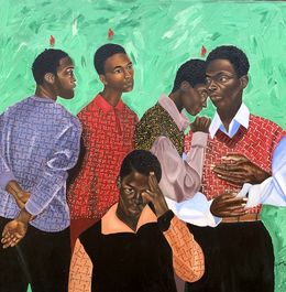 Painting, Solid Backbone - 21st Century, Contemporary, Figurative Portrait, Men Love Modern, Olaosun Oluwapelumi