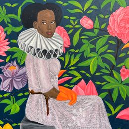 Peinture, In Her Solace - 21st Century Contemporary, Figurative, Portrait, Women, Modern, Olaniyi Timothy